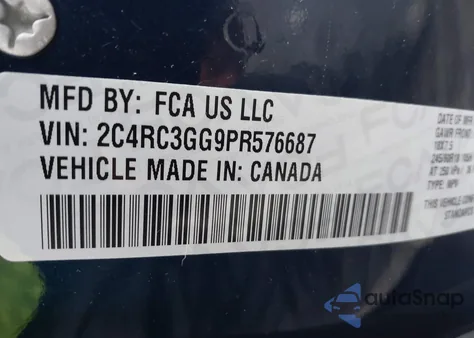 2023 Chrysler Pacifica Limited Awd z USA, uszkodzony, nr VIN 2C4RC3GG9PR576687